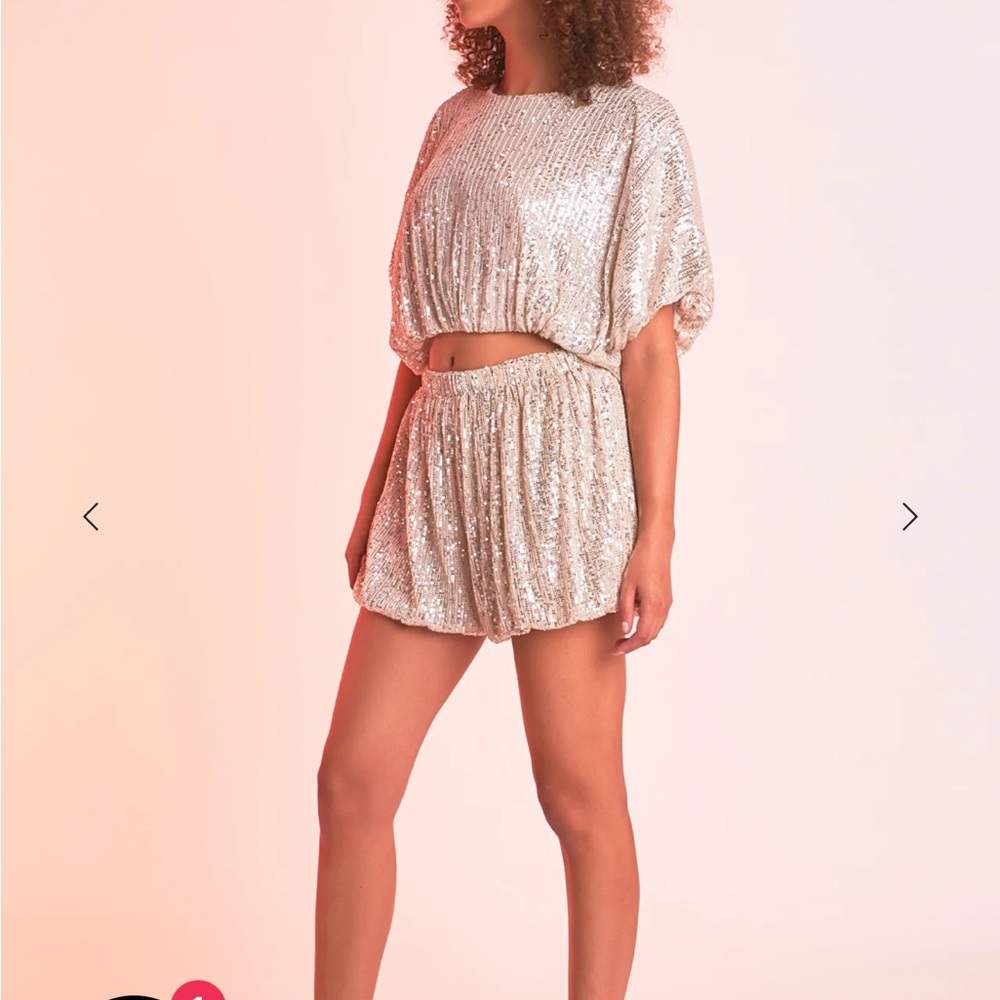 Endless Rose Silver Sequin Top